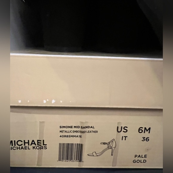 Michael Kors Simone mid sandal metallic embossed leather size 6 new in box - Picture 6 of 6